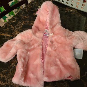 Pink faux fur coat